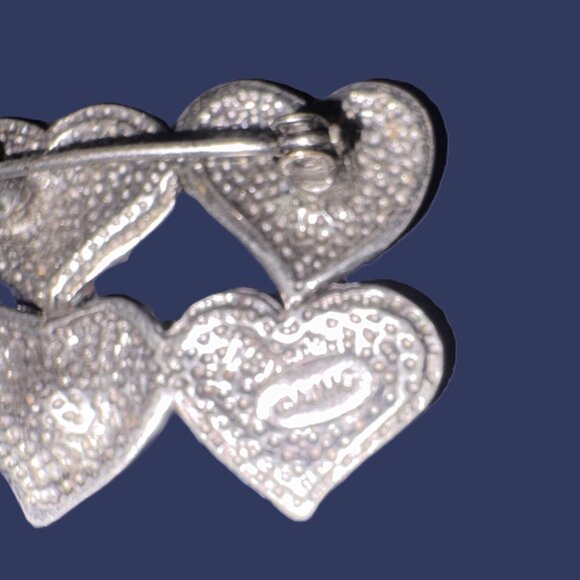 Vintage AJMC Heart Brooch Silver Hardware Highly Collectible EUC - Picture 2 of 11